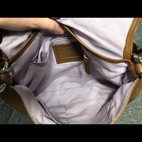 Brown Leather Coach SoHo Hobo Flap Handbag Purse - Picture 4 of 8